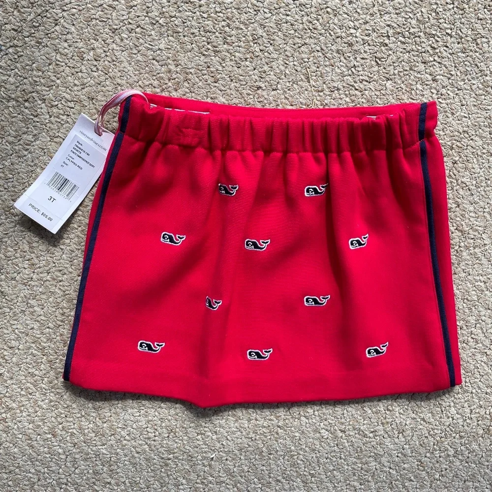 NWT GIRLS Vineyard Vines Bright Red Embroidered Skirt Size 3T - Picture 5 of 7